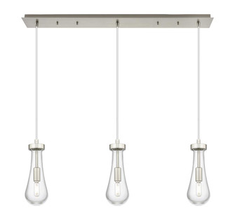 Owego - 3 Light - 37 inch - Brushed Satin Nickel - Linear Pendant (3442|123-451-1P-SN-G451-4CL)