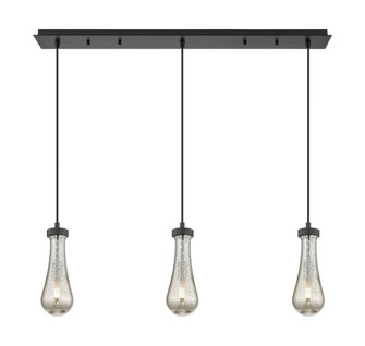 Owego - 3 Light - 37 inch - Brushed Matte Black - Linear Pendant (3442|123-451-1P-BK-G451-4ME)
