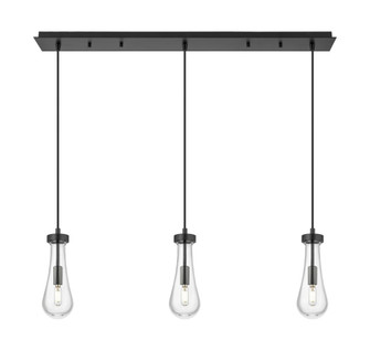 Owego - 3 Light - 37 inch - Matte Black - Linear Pendant (3442|123-451-1P-BK-G451-4CL)