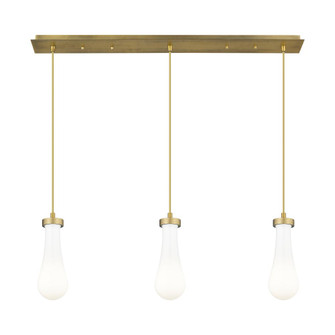 Owego - 3 Light - 37 inch - Brushed Brushed Brass - Linear Pendant (3442|123-451-1P-BB-G451-4GWH)