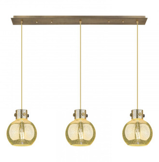 Newton Sphere - 3 Light - 40 inch - Brushed Brass - Cord hung - Linear Pendant (3442|123-410-1PS-BB-G410-8ME)