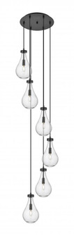 Owego - 6 Light - 16 inch - Matte Black - Multi Pendant (3442|116-451-1P-BK-G451-7CL)