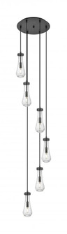 Owego - 6 Light - 16 inch - Brushed Matte Black - Multi Pendant (3442|116-451-1P-BK-G451-4SDY)