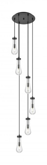Owego - 6 Light - 16 inch - Matte Black - Multi Pendant (3442|116-451-1P-BK-G451-4CL)