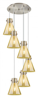 Newton Cone - 6 Light - 19 inch - Brushed Satin Nickel - Multi Pendant (3442|116-410-1PS-SN-G411-8ME)
