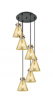 Newton Cone - 6 Light - 19 inch - Matte Black - Multi Pendant (3442|116-410-1PS-BK-G411-8ME)