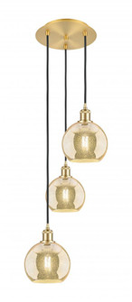 Athens - 3 Light - 15 inch - Satin Gold - Cord Hung - Multi Pendant (3442|113B-3P-SG-G128-8)