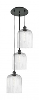 Bridal Veil - 3 Light - 12 inch - Matte Black - Cord Hung - Multi Pendant (3442|113B-3P-BK-G559-8SDY)