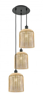 Bridal Veil - 3 Light - 12 inch - Matte Black - Cord Hung - Multi Pendant (3442|113B-3P-BK-G559-8ME)