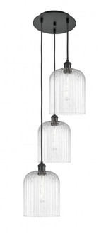 Bridal Veil - 3 Light - 12 inch - Matte Black - Cord Hung - Multi Pendant (3442|113B-3P-BK-G559-8CL)