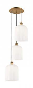 Bridal Veil - 3 Light - 12 inch - Brushed Brass - Cord Hung - Multi Pendant (3442|113B-3P-BB-G559-8GWH)