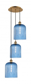 Bridal Veil - 3 Light - 12 inch - Brushed Brass - Cord Hung - Multi Pendant (3442|113B-3P-BB-G559-8BL)