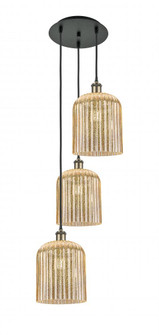 Bridal Veil - 3 Light - 12 inch - Black Antique Brass - Cord Hung - Multi Pendant (3442|113B-3P-BAB-G559-8ME)