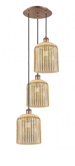 Bridal Veil - 3 Light - 12 inch - Antique Copper - Cord Hung - Multi Pendant (3442|113B-3P-AC-G559-8ME)