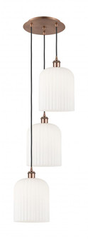 Bridal Veil - 3 Light - 12 inch - Antique Copper - Cord Hung - Multi Pendant (3442|113B-3P-AC-G559-8GWH)