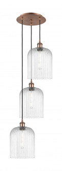 Bridal Veil - 3 Light - 12 inch - Antique Copper - Cord Hung - Multi Pendant (3442|113B-3P-AC-G559-8CL)