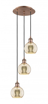 Athens - 3 Light - 12 inch - Antique Copper - Cord Hung - Multi Pendant (3442|113B-3P-AC-G128-6)