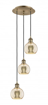 Athens - 3 Light - 12 inch - Antique Brass - Cord Hung - Multi Pendant (3442|113B-3P-AB-G128-6)