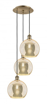 Athens - 3 Light - 17 inch - Antique Brass - Cord Hung - Multi Pendant (3442|113B-3P-AB-G128-10)