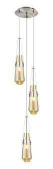Milan - 3 Light - 12 inch - Brushed Satin Nickel - Multi Pendant (3442|113-452-1P-SN-G452-4ME)