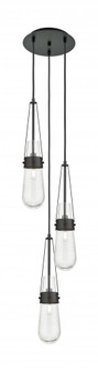 Milan - 3 Light - 12 inch - Matte Black - Multi Pendant (3442|113-452-1P-BK-G452-4SDY)