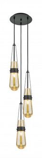 Milan - 3 Light - 12 inch - Matte Black - Multi Pendant (3442|113-452-1P-BK-G452-4ME)