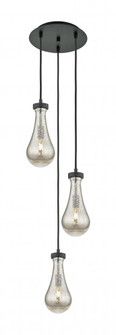 Owego - 3 Light - 13 inch - Matte Black - Multi Pendant (3442|113-451-1P-BK-G451-5ME)