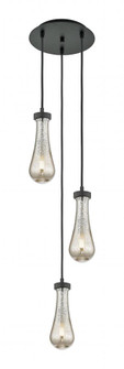 Owego - 3 Light - 13 inch - Brushed Matte Black - Multi Pendant (3442|113-451-1P-BK-G451-4ME)