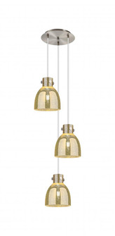 Newton Bell - 3 Light - 16 inch - Brushed Satin Nickel - Multi Pendant (3442|113-410-1PS-SN-G412-8ME)