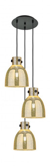Newton Bell - 3 Light - 16 inch - Matte Black - Multi Pendant (3442|113-410-1PS-BK-G412-8ME)