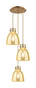 Newton Bell - 3 Light - 16 inch - Brushed Brass - Multi Pendant (3442|113-410-1PS-BB-G412-8ME)