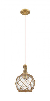 Astor - 1 Light - 8 inch - Brushed Brass - Cord hung - Mini Pendant (3442|415-1P-BB-G122-8RB)