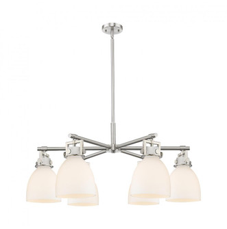 Newton Bell - 6 Light - 26 inch - Satin Nickel - Chandelier (3442|411-6CR-SN-G412-7WH)