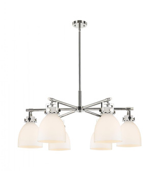 Newton Bell - 6 Light - 26 inch - Polished Nickel - Chandelier (3442|411-6CR-PN-G412-7WH)
