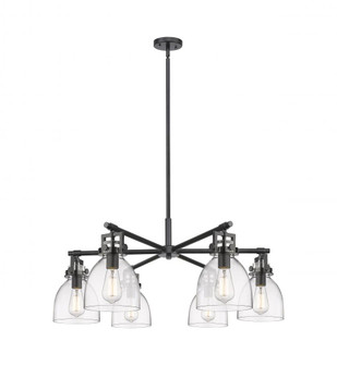 Newton Bell - 6 Light - 26 inch - Matte Black - Chandelier (3442|411-6CR-BK-G412-7CL)