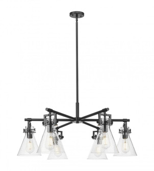 Newton Cone - 6 Light - 26 inch - Matte Black - Chandelier (3442|411-6CR-BK-G411-7SDY)