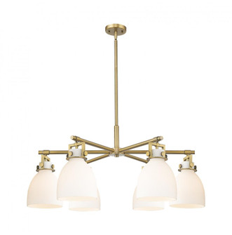 Newton Bell - 6 Light - 26 inch - Brushed Brass - Chandelier (3442|411-6CR-BB-G412-7WH)