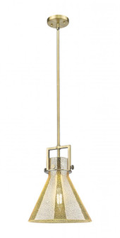 Newton Cone - 1 Light - 12 inch - Brushed Brass - Stem Hung - Mini Pendant (3442|411-1SM-BB-G411-12ME)