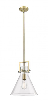 Newton Cone - 1 Light - 12 inch - Brushed Brass - Mini Pendant (3442|411-1SM-BB-G411-12CL)