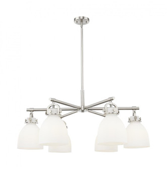 Newton Bell - 6 Light - 26 inch - Satin Nickel - Chandelier (3442|410-6CR-SN-G412-7WH)