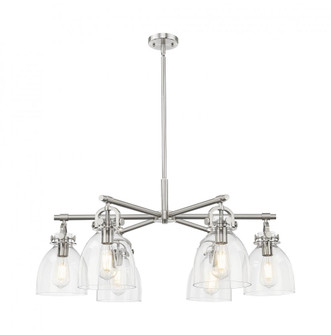 Newton Bell - 6 Light - 26 inch - Satin Nickel - Chandelier (3442|410-6CR-SN-G412-7CL)
