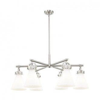 Newton Cone - 6 Light - 26 inch - Satin Nickel - Chandelier (3442|410-6CR-SN-G411-7WH)