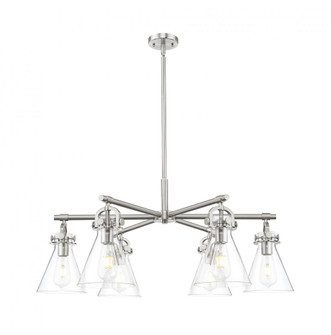 Newton Cone - 6 Light - 26 inch - Satin Nickel - Chandelier (3442|410-6CR-SN-G411-7CL)