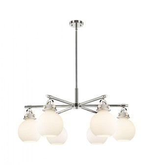 Newton Sphere - 6 Light - 26 inch - Polished Nickel - Chandelier (3442|410-6CR-PN-G410-7WH)
