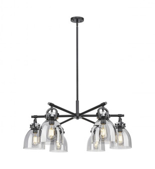 Newton Bell - 6 Light - 26 inch - Matte Black - Chandelier (3442|410-6CR-BK-G412-7SM)