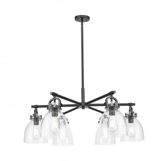 Newton Bell - 6 Light - 26 inch - Matte Black - Chandelier (3442|410-6CR-BK-G412-7SDY)