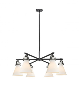 Newton Cone - 6 Light - 26 inch - Matte Black - Chandelier (3442|410-6CR-BK-G411-7WH)