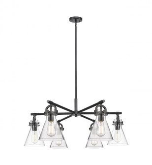 Newton Cone - 6 Light - 26 inch - Matte Black - Chandelier (3442|410-6CR-BK-G411-7CL)