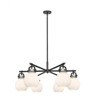 Newton Sphere - 6 Light - 26 inch - Matte Black - Chandelier (3442|410-6CR-BK-G410-7WH)