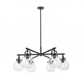 Newton Sphere - 6 Light - 26 inch - Matte Black - Chandelier (3442|410-6CR-BK-G410-7CL)